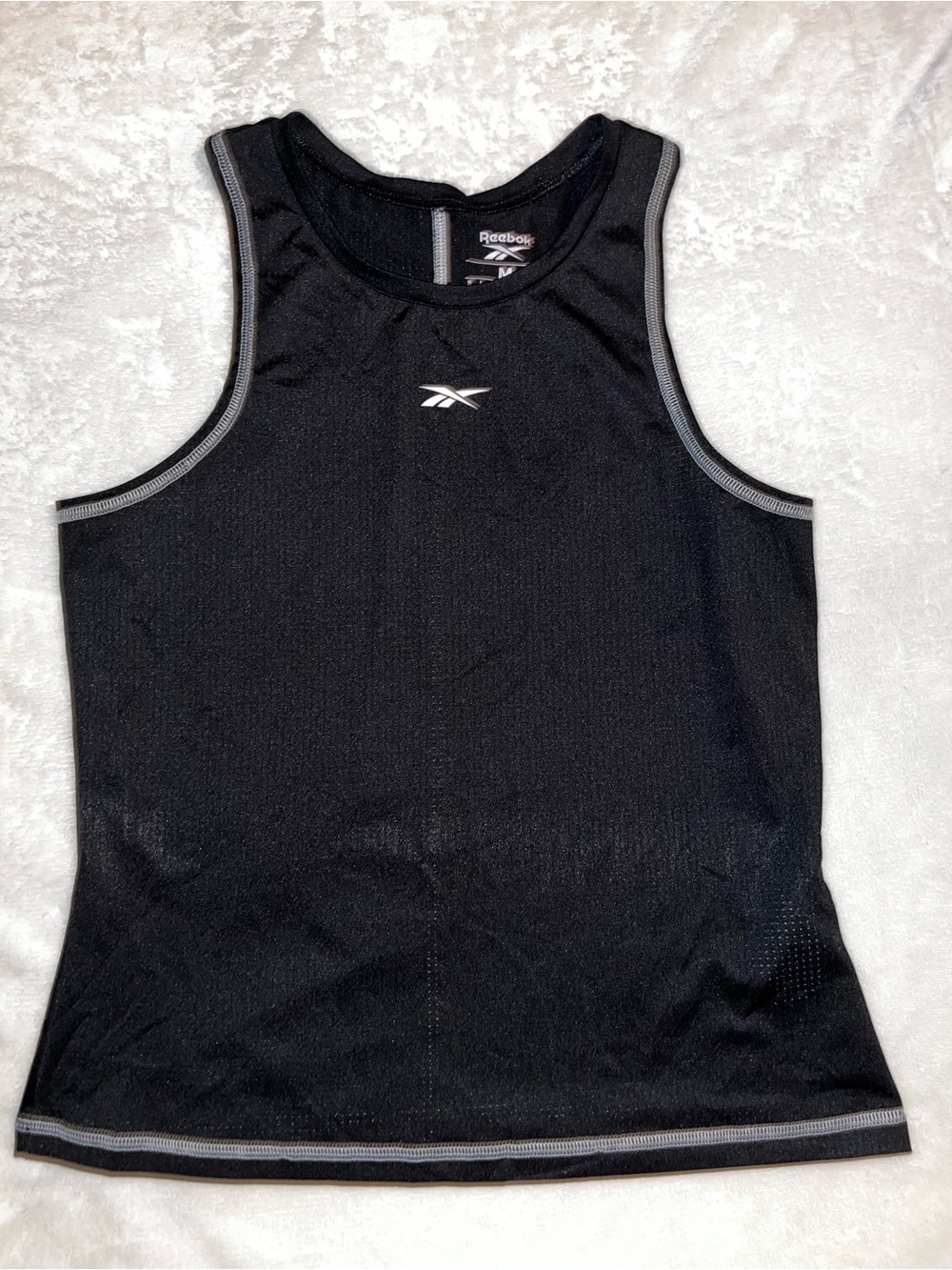 Reebok Black Speedwick Tank with Gray Contrast Stitching